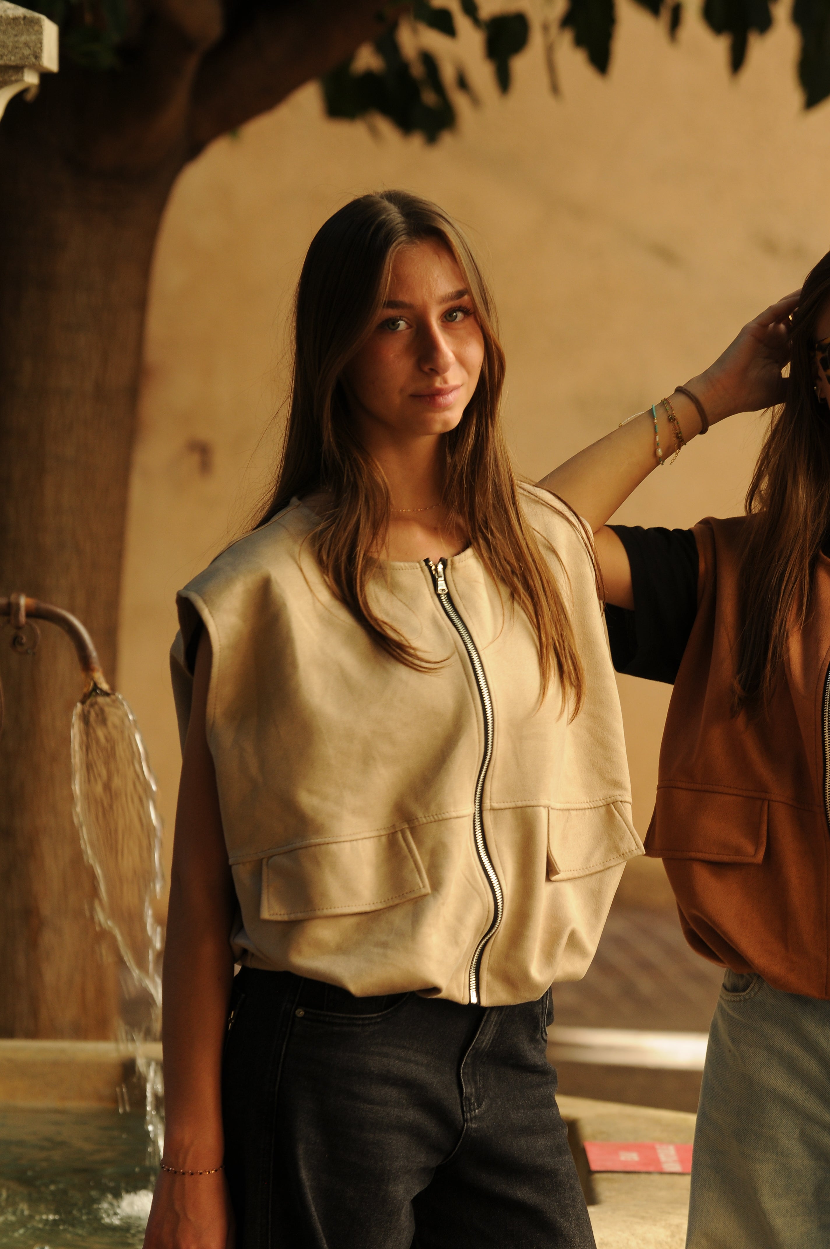 Bomber sans manche Beige